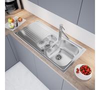 evineo m40 Évier de cuisine avec demi-cuve et surface de dépose l: 100 P: 50 cm, EV2007,