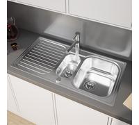 evineo m40 Évier de cuisine avec demi-cuve et surface de dépose l: 100 P: 50 cm, EV2008,