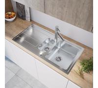 evineo m40 Évier de cuisine avec demi-cuve et surface de dépose l: 100 P: 50 cm, EV2009,