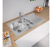 evineo m40 Évier de cuisine avec demi-cuve et surface de dépose l: 90 P: 50 cm, EV2006,