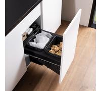 evineo m60 Poubelle avec système de tiroir, couvercle et recouvrement en métal, EV1058+EV1060,