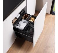 evineo m60 Poubelle avec système de tiroir, couvercle et recouvrement en métal, EV1059+EV1061,