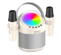 EVINYEP Machine de Karaoke Enfant Portable, Mini Enceintes à Basses Profondes de 15 W avec 2 Micros sans Fil, Lumière LED, 5 Effets Vocaux, Cadeaux de Chant Parfaits pour Enfants et Adultes