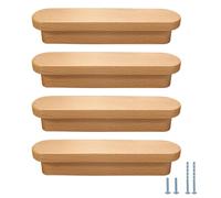 Evionlin Lot de 10 poignées en bois de hêtre élargies pour armoire, porte de placard, tiroir (distance entre centres 2,52 pouces)