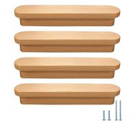Evionlin Lot de 10 poignées en bois élargies en hêtre pour armoire, porte de placard, tiroir (3,8 pouces entre centres)