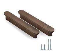 Evionlin Lot de 4 poignées d'armoire de cuisine en bois de noyer de 32 cm pour commode, armoire, tiroir