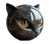 EVIRNFVEQ Figurine Tête de Chat en Résine Pierre Marbrée - Décoration Miniature Élégante pour Intérieur, Collection ou Cadeau Félin (Bleu)