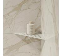 Eviso Premium Étagère de Douche d'Angle sans Perçage - Tablette de Douche en Acier Inoxydable AISI 304 Massif (ASTM) - Design Slim Mural pour Joint de Carrelage