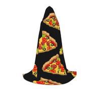EVIUS Cape à capuche d'Halloween longueur au sol avec imprimé pizza savoureuse pour adolescents