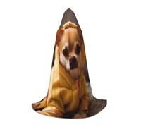 EVIUS Cape à capuche d'Halloween longueur au sol mignonne avec imprimé chihuahua déprimé pour adolescents