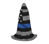 EVIUS Cape à capuche Halloween longueur au sol américaine fine ligne bleue drapeau imprimé cape à capuche pour adolescents
