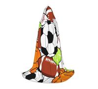 EVIUS Cape à capuche Halloween longueur au sol imprimé balle de sport cape à capuche pour adolescents