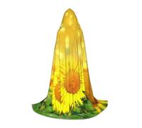 EVIUS Cape à capuche Halloween longueur au sol imprimé champ de tournesol cape à capuche pour adolescents