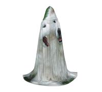 EVIUS Cape à capuche Halloween longueur au sol imprimé chien blanc cape à capuche pour adolescents