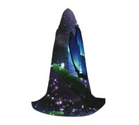 EVIUS Cape à capuche Halloween longueur au sol imprimé papillon nuit cape à capuche pour adolescents