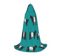 EVIUS Cape à capuche Halloween longueur au sol imprimé vache Galloway Cape à capuche pour adolescents