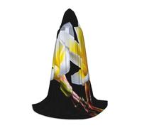 EVIUS Cape à capuche Halloween longueur au sol jaune dégradé imprimé floral cape à capuche pour adolescents