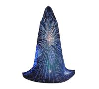 EVIUS Cape à capuche Halloween longueur au sol Nouvel An imprimé pyrotechnique cape à capuche pour adolescents
