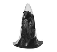 EVIUS Cape à capuche pour Halloween avec imprimé chien carlin noir mignon pour adolescents