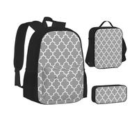 EVIUS Ensemble sac à dos 3 pièces imprimé pour adolescents, cartable, trousse à crayons, sac à déjeuner isotherme, convient pour l'école, le travail, le magasin, les voyages et le camping, Noir