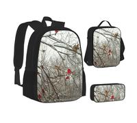 EVIUS Ensemble sac à dos 3 pièces imprimé pour adolescents, cartable, trousse à crayons, sac à déjeuner isotherme, convient pour l'école, le travail, le magasin, les voyages et le camping, Noir