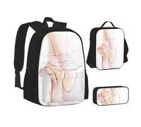 EVIUS Ensemble sac à dos 3 pièces imprimé pour adolescents, cartable, trousse à crayons, sac à déjeuner isotherme, convient pour l'école, le travail, le magasin, les voyages et le camping, Noir