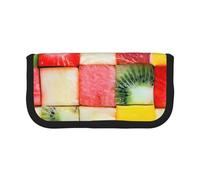 EVIUS Kiwi Grande trousse à crayons en toile de grande capacité Motif pastèque - Jolie trousse de rangement portable pour bureau - Trousse à crayons avec fermeture éclair, Noir , Taille unique,