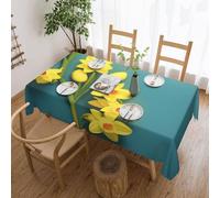 EVIUS Nappe imprimée Narcisse 140 cm x 180 cm, nappe de table d'automne, nappe décorative de vacances, réutilisable, infroissable et utilisable pour salle à manger, cuisine, fêtes et décoration