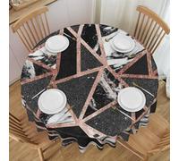 EVIUS Nappe ronde à imprimé marbre or rose de 152 cm, infroissable et imperméable, pour les vacances, les dîners, les fêtes d'automne, décoration de Noël, utilisation intérieure et extérieure