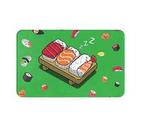 EVIUS Paillasson décoratif motif sushi endormi - Tapis de bienvenue amusant en plein air - 80 cm x 49 cm - Tapis décoratif personnalisé pour l'entrée de la maison, les escaliers, le patio et l'entrée