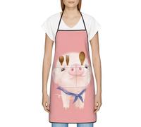 Evius Tablier imprimé cochon rose personnalisé avec bretelles réglables et 1 poche tablier pour femme tablier pour homme tablier pour cuisine, restaurant, jardin, barbecue, café cuisine, Cochon -