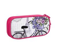 EVIUS Trousse à crayons avec fermeture éclair de grande capacité avec imprimé « Love On The Bike » - Jolie trousse à crayons pour enfants, école, bureau, maquillage, rose, Taille unique, Trousse de