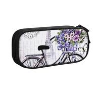 EVIUS Trousse à crayons avec fermeture éclair de grande capacité avec imprimé « Love On The Bike » - Jolie trousse à crayons pour enfants, école, bureau, maquillage, Noir , Taille unique, Trousse de