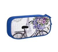 EVIUS Trousse à crayons avec fermeture éclair de grande capacité avec imprimé « Love On The Bike » - Jolie trousse à crayons pour enfants, école, bureau, maquillage, bleu, Taille unique, Trousse de