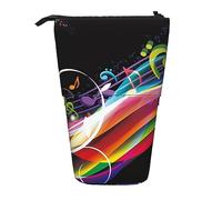 EVIUS Trousse à crayons colorée imprimée de musique mignonne, trousse à crayons télescopique avec fermeture éclair, trousse amusante pour enfants, porte-stylo portable, Noir , Taille unique, Trousse