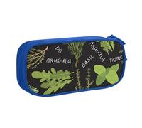 EVIUS Trousse à crayons de grande capacité avec fermeture éclair et imprimé basilic, thym, aneth et romarin, trousse à crayons portable pour enfants, école, bureau, trousse de maquillage, bleu, Taille