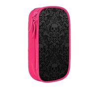 EVIUS Trousse à crayons gothique avec imprimé tête de mort - Grande capacité à fermeture éclair, boîte à stylos portable - Jolie trousse à crayons pour enfants, école, bureau et voyage, rose, Taille