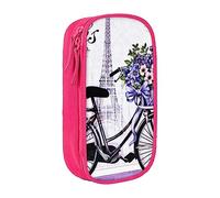 EVIUS Trousse à crayons imprimée Love On The Bike - Grande capacité avec fermeture éclair, boîte à stylos portable - Jolie trousse à crayons pour enfants, école, bureau et voyage, rose, Taille unique,