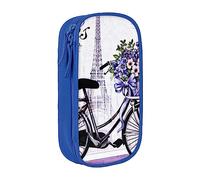 EVIUS Trousse à crayons imprimée Love On The Bike - Grande capacité avec fermeture éclair, boîte à stylos portable - Jolie trousse à crayons pour enfants, école, bureau et voyage, bleu, Taille unique,