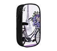 EVIUS Trousse à crayons imprimée Love On The Bike - Grande capacité avec fermeture éclair, boîte à stylos portable - Jolie trousse à crayons pour enfants, école, bureau et voyage, Noir , Taille