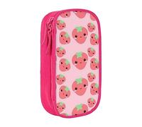 EVIUS Trousse à crayons mignonne avec imprimé fraise - Grande capacité avec fermeture éclair - Trousse à crayons portable pour enfants, école, bureau et voyage, rose, Taille unique, Trousse de