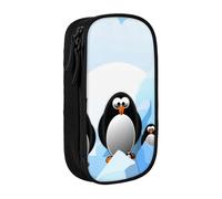 EVIUS Trousse à crayons Penguin Antarctica Ice Print - Grande capacité avec fermeture éclair - Trousse à crayons portable - Jolie trousse à crayons pour enfants, école, bureau et voyage, Noir , Taille