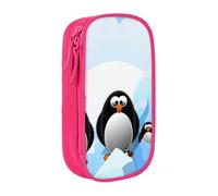 EVIUS Trousse à crayons Penguin Antarctica Ice Print - Grande capacité avec fermeture éclair - Trousse à crayons portable - Jolie trousse à crayons pour enfants, école, bureau et voyage, rose, Taille