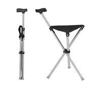 EVIYI Canne pliante 2 en 1 avec siège en acier inoxydable avec une capacité de charge allant jusqu'à 150 kg, conçue pour être légère et portable (poignée à angle droit non rétractable)