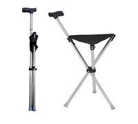 EVIYI Canne-siège pliante 2-en-1, béquilles avec siège, fabriquée en acier inoxydable avec une capacité de poids jusqu’à 150 kg, est conçue pour être légère et portable (Poignée à angle droit