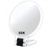 EVIYI Miroir grossissant x50, poignée réglable à 360°, adapté pour Un Miroir de Maquillage de Bureau, Mural et Portable (Blanc)