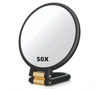 EVIYI Miroir grossissant x50, poignée réglable à 360°, adapté pour Un Miroir de Maquillage de Bureau, Mural et Portable (Noir)