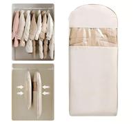 EVIYI Sac à vêtements à suspendre peu encombrant avec fermeture éclair auto-compression pour doudoune et robe, grands sacs de rangement sous vide pour vêtements, housses longues (beige-L)