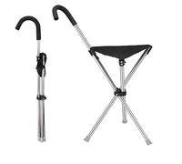 EVIYI Siège de canne pliant 2-en-1, béquilles avec siège, fabriqué en acier inoxydable avec une capacité de poids allant jusqu'à 150 kg, est conçu pour être léger et portable (La poignée arrondie