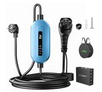 Evjuicion Chargeur Voiture Electrique 16A 3,68kW 6 Mètres Cable de Recharge Voiture Électrique avec Voyant LED, Bleu Portabilité Domestique EV Chargeur Type 2 avec Sac Rangement, IEC 62196